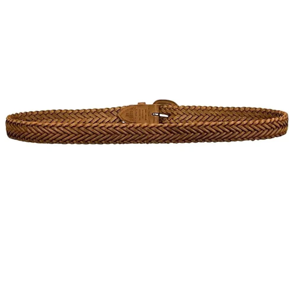 Tan Brown Western Braided Woven Argentina Leather Adjustable Belt Women 32”